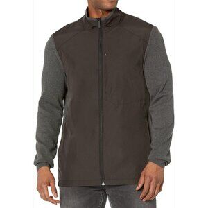 Perry Ellis Motion 1 Full Zip Mock Gray Sweater Jacket Black Front Men’s Medium